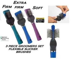 JUEGO DE 3 CEPILLOS FLEXIBLES DE DOBLE CARA PARA PELUQUERÍA PET GROOMING - Imagen 1 de 7