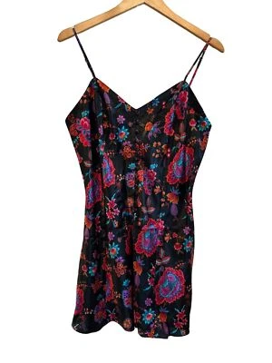 Lencería Cacique Negligee Mameluco Negro Floral Prendas para Dormir Sexy L De Colección Años 90 Foto 1 de 4