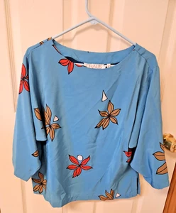 Blusa Vintage Azul Poliéster de Chaus of Hong Kong Talla 14 - Imagen 1 de 4