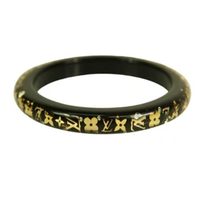Brazalete brazalete Louis Vuitton Thin Inclusion PM negro con lentejuelas de resina dorada - Imagen 1 de 7