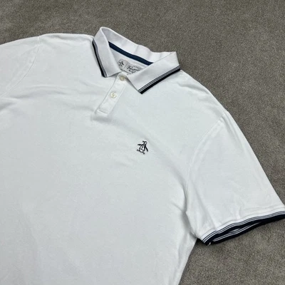 Original Penguin Polo Shirt Mens XL White Short Sleeve Pique Organic Cotton - Image 1 of 4
