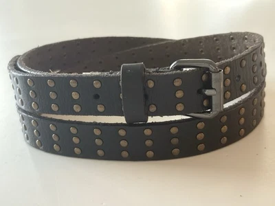 Vintage Y2K Lucky Brand Skinny Black Leather Studded Belt Size Small - Image 1 of 4