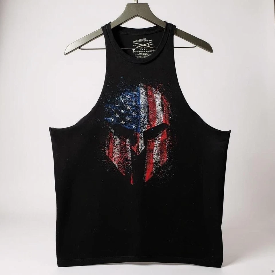 Майка Grunt Style большая черная спартанский американский флаг патриотическая США Muscle L - Изображение 1 из 4