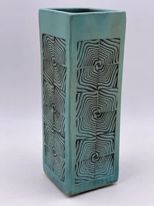 Pacific Northwest Pottery Studio türkis abstrakte Vase von Steve Johnson - Bild 1 von 10