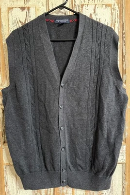Men's Roundtree & Yorke Cotton Knit Sweater Vest - Gray - Size XL - Image 1 of 4