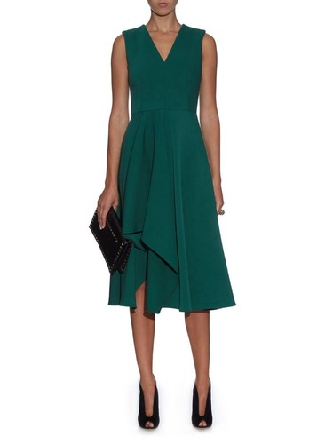 ABITO LANA ALEXANDER MCQUEEN VERDE ORLO ASIMMETRICO TG IT 38 UK 6