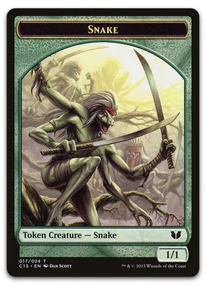 Snake (017) // Saproling Double-Sided Token #17 // 16 LP Commander 2015 - Image 1 of 2