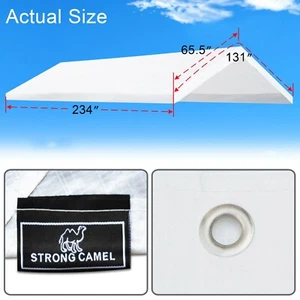 10x20' Carport Replacement Canopy Tent Top Garage Cover w Ball Bungees-Frame not - Picture 1 of 32