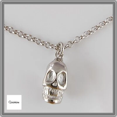 Collana in Argento 925 con Ciondolo Teschio, Rodio Oro Bianco, Ipoallergenica - Immagine 1 di 4