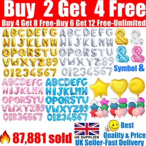 Alphabet A-Z Letter Number Foil Balloons Star Heart Balloon Name Party Wedding - Picture 1 of 12