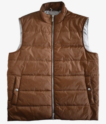 New ELEVENTY Milan PLATINUM Brown Nylon Quilted Men's Vest 52 Italy - Image 1 of 4