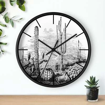 Wall Clock, Clocks, Rustic Howling Wolf Desert, Nursery Pastel, Wooden, Midwest - Image 1 of 3