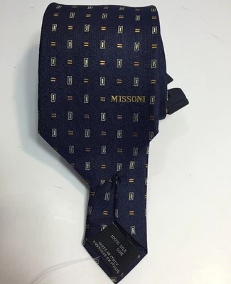 MISSONI Corbata Azul Geométrico 100% Seda Hecho en Italia 100% Auténtico - Imagen 1 de 4