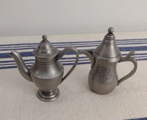 2 Mini Pewter Tea Pots Teapots Decorative Made in Thailand CC Marking - Picture 1 of 10