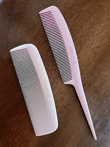 Vintage Posten 2 Damen Handtasche Kämme 8" & 5" rosa Kunststoff Rattenschwanz USA - Bild 1 von 15