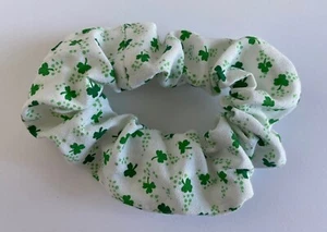 St. Patrick's Day Hair Scrunchie Ponytail Holder Handmade Green Shamrock Luck - Picture 1 of 1