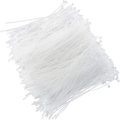 1000 Pcs 5" Clear Plastic Adjustable Beaded Tie Lock Pin Loop Snap Tag Fasteners - Image 1 of 3