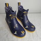 Joules Wellibob  Navy Dogs Rubber Ankle Rain boots  Wellies Size 6