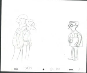 The Simpsons Apu, Moe & Smithers Original Production Drawing OPD Animation UF - Bild 1 von 1