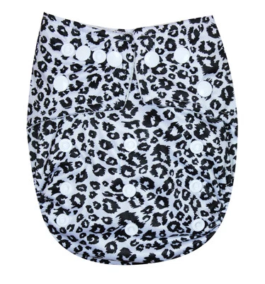SEE DIAPERS ORGANIC BAMBOO TERRY BABY CLOTH DIAPER WITH 2 TERRY INSERTS CHEETA - Image 1 of 4