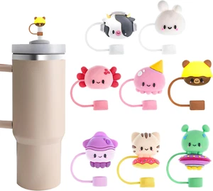 8-Pack Silicone Straw Covers – Cute Reusable Toppers for Stanley 30/40 Oz Tumble - Picture 1 of 12