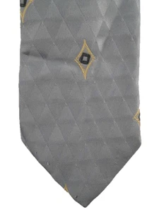 Herren Krawatte Krawatte hellgrün kariert bestickt gelb geometrische Designs (O) - Bild 1 von 4