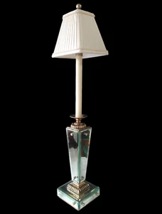 Maitland Smith 25" Bevel Glass Mirrored Column Art Deco MCM Candlestick Lamp 219 - Picture 1 of 24