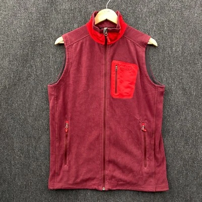 Marmot Mens Full Zip Fleece Vest Burgundy Zipped Pockets Polartec Logo Medium - Image 1 of 4