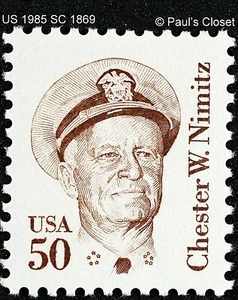 US 1985 SC 1869 50¢ CHESTER M. NIMITZ BROWN TAGGED MNH OG VERY FINE - Picture 1 of 2