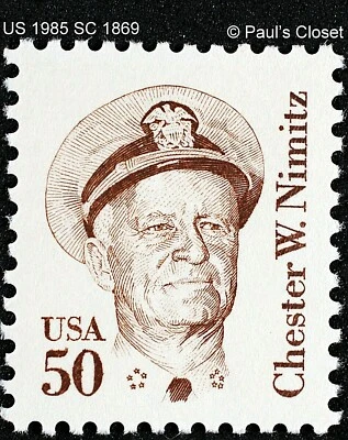 US 1985 SC 1869 50¢ CHESTER M. NIMITZ BROWN TAGGED MNH OG VERY FINE - Image 1 of 2