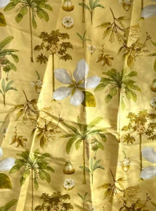 "Tela colonial Williamsburg Catesby palmeras amarillas florales 51"" X 28""" - Imagen 1 de 7