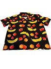 Hawaiian Fruit Shirt Petals And Peacocks Button Up Mens L Bananas Strawberries