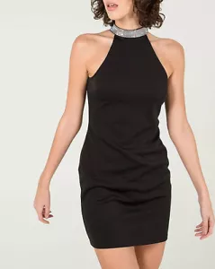 Black Diamante Trim Halter dress - sparkle/glitter dress - Picture 1 of 2