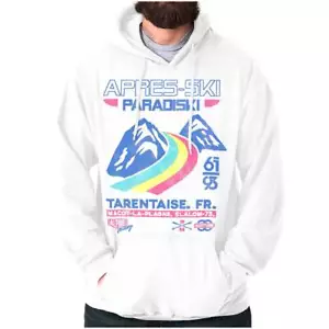 Vintage Apres-Ski Paradiski Rainbow Poster Hoodie Hooded Sweatshirt Men Women - Picture 1 of 7