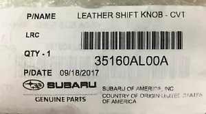 15-20 Subaru Legacy & Outback Leather Shift Knob Automatic OEM 35160AL00A ASCENT - Picture 1 of 2