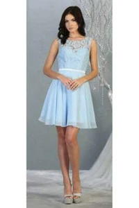 Womens Dresses For Prom Bridesmaid Short Boat Neck Sleeveless A-Line Plus Size - Picture 1 of 16