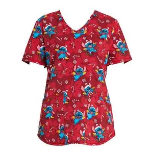 Scrubstar Women's Candy Cane Stitch Scrub Top Size 3XL Red Christmas - Picture 1 of 5