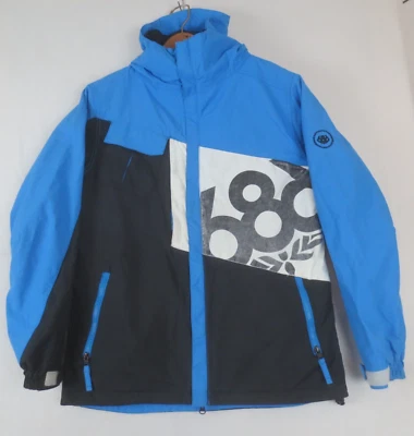 686 Mannual 标志性绝缘夹克男式 S 蓝色黑色滑雪板滑雪冬季外套 — 第 1/4 张图片