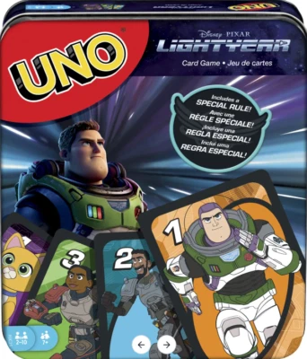 UNO Card Game Buzz Lightyear Disney PIXAR In Storage Tin Mattel Games 2021 - Image 1 of 4