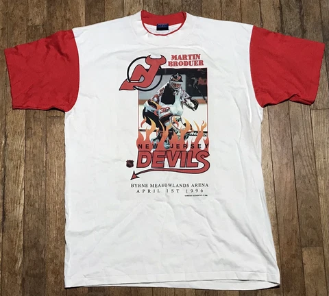VTG 1996 MARTIN BRODEUR NEW JERSEY DEVILS SINGLE STITCH SHIRT MEADOWLANDS ARENA Cover