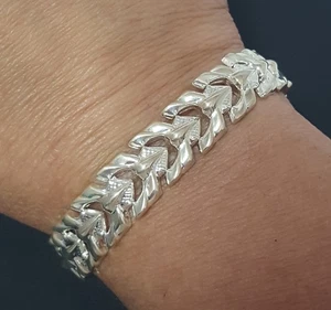 MiIor Italy Sterling Silver Bracelet 925 Texture Point Puffy 7-1/2" L x 1/2" w - Picture 1 of 20
