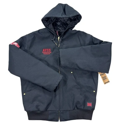 NUEVO CON ETIQUETAS Chaqueta con Capucha Tough Duck Acolchada Forrada Para Hombre L Abrigo de Campo de Granero Negro Foto 1 de 4