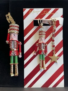 Betsey Johnson rot & grün Nussknacker Halskette & Ohrringe Weihnachten Urlaub - Bild 1 von 3