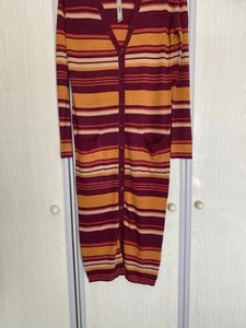 RED HERRING MULTI STRIPED MIDI CARDIGAN DRESS WITH POCKETS SIZE 16 BNWT - Picture 1 of 9