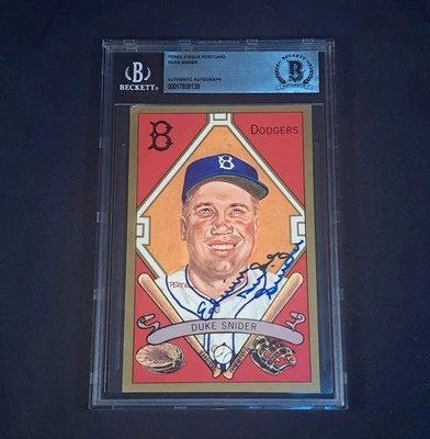 Edwin Duke Snider Signed Full Name Perez-Steele Post Card Brooklyn Dodgers HOF - Image 1 of 4