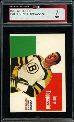 1960-61 TOPPS NHL HOCKEY #28 Jerry Toppazzini KSA 7 NM Boston Bruins Card - Image 1 of 2