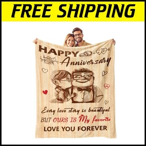 Romantic Anniversary Gift Blanket - Soft Flannel Throw for Couples 50"x60" - Picture 1 of 10