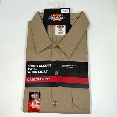 Новый с Ярлыками Dickies короткий рукав саржи работы рубашка мужская 3XL хаки оригинальный крой легкий уход - Изображение 1 из 4