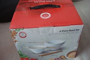 Chef's Counter 4-teiliges Ramen Nudel Udon Keramik Schüssel Set mit Bambus Essstäbchen - Bild 1 von 5