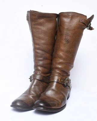 De Colección Stetson Marrón Guijarro Cuero Arnés Motociclista Motocicleta Botas Para Mujer Talla 8.5 Foto 1 de 4